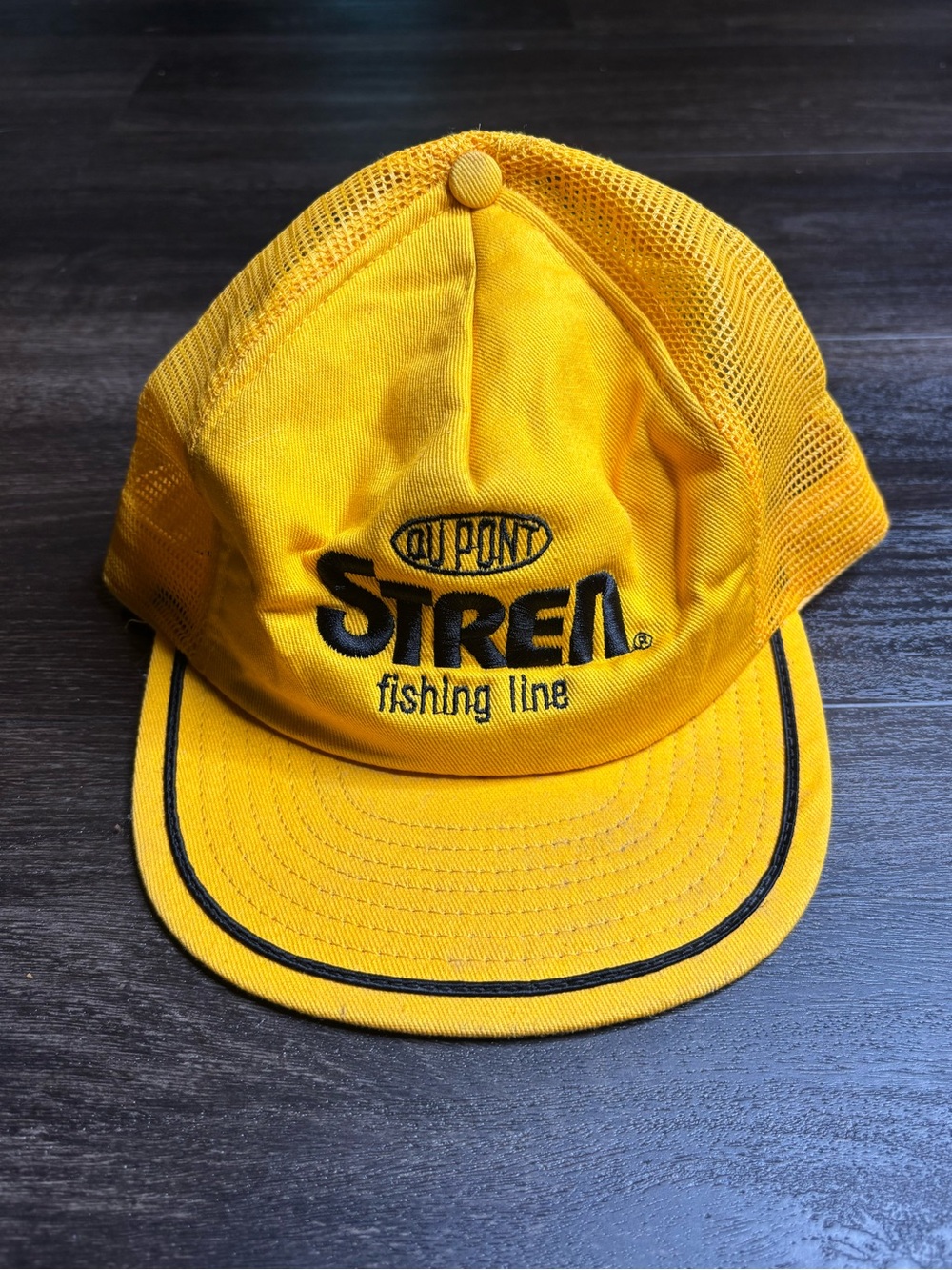 RARE VTG Dupont Stren Patch Monofilament Fishing Line Fish Trucker Hat Snapback